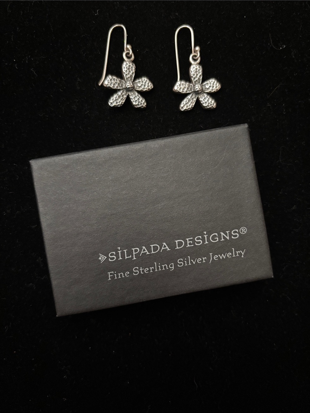 Silpada Oxidized Sterling Silver Floral Drop Earrings